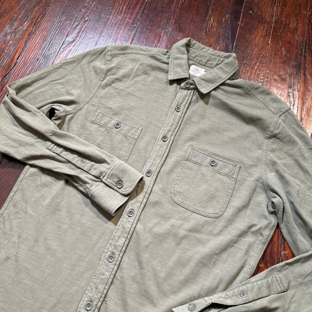 Faherty Brand Knit Shirt Womens M Olive Green Organic Cotton MKC0086 **READ**